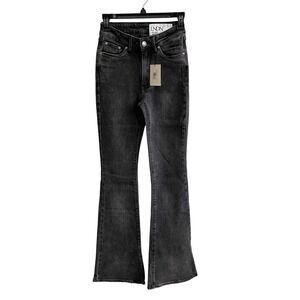 LNDN Denim Flare Jeans Womens 24 Black Vintage Wash‎ Sustainable High Rise NWT